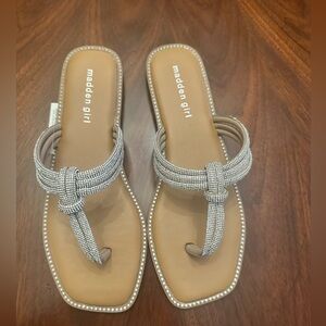 Madden Girl Silver Rhinestone Sandals